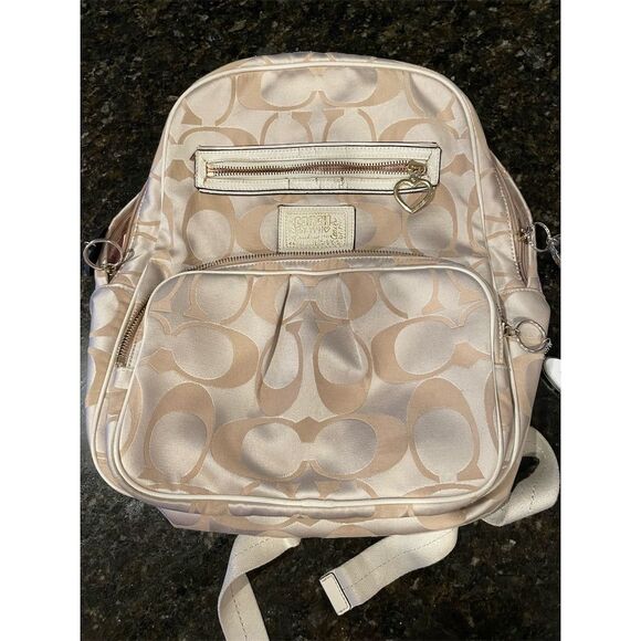 Coach Handbags - Coach Poppy Daisy Signature Khaki/Gold Backpack Women's Medium